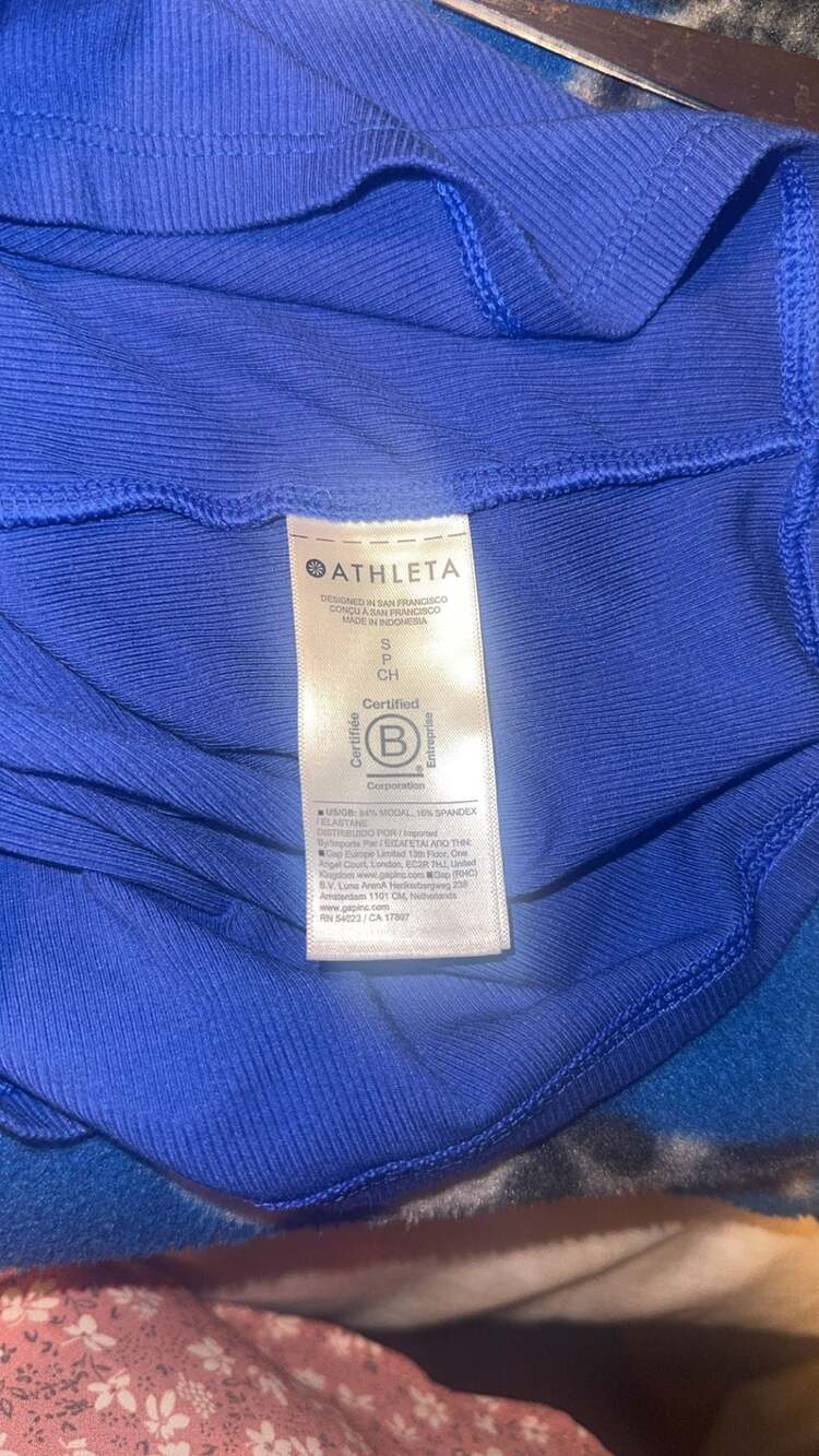 Athleta Women's Blue Ribbed Ringer Tee Short Sleeve Crop Top - Picture 4 of 4